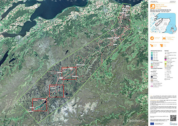 Flood delineation monitoring over Aviemore, Scotland, United Kingdom