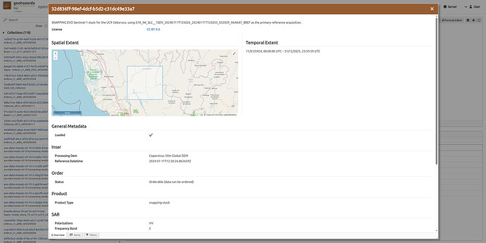 SNAPPING result collection exposed in the GEP openEO environment