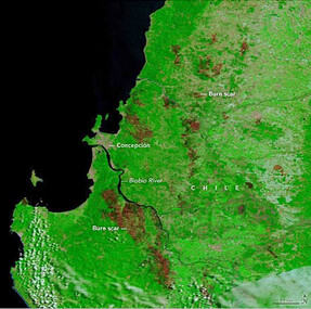 Wildfire monitoring over a past event (Chile 2023 wildfire)